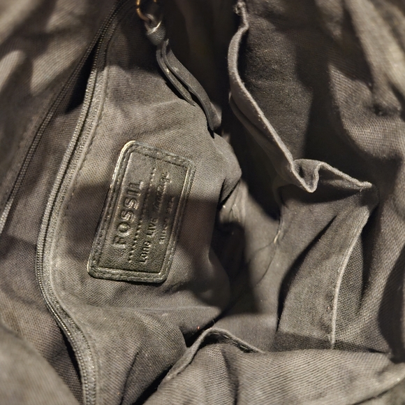 Fossil Black Leather Crossbody Bagwith Gold Studs - Picture 8 of 13